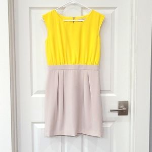 Ann Taylor Loft Sleevless Yellow Tan Sheath Dress | Size 0
